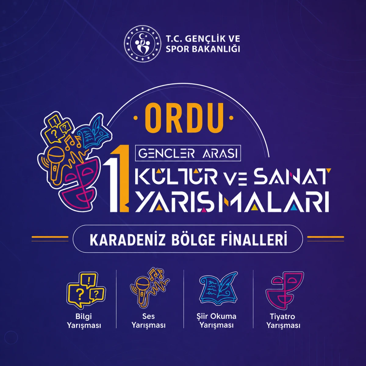 11. Gen&ccedil;ler Arası K&uuml;lt&uuml;r ve Sanat Yarışmaları Karadeniz B&ouml;lge Finalleri Ordu&rsquo;da Başlıyor