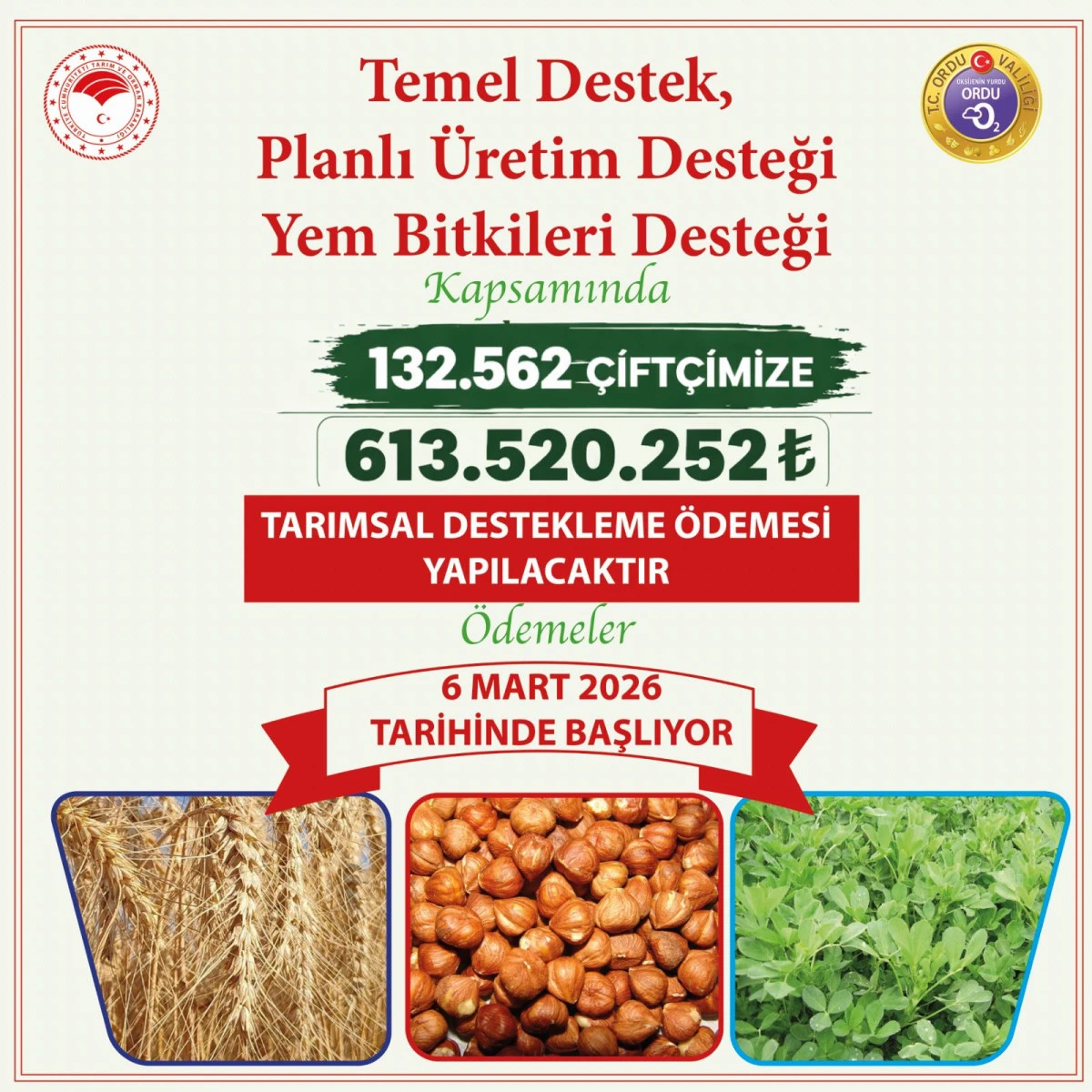 &Ccedil;ift&ccedil;ilerimize Tarımsal Destekleme &Ouml;demesi Yapılacak
